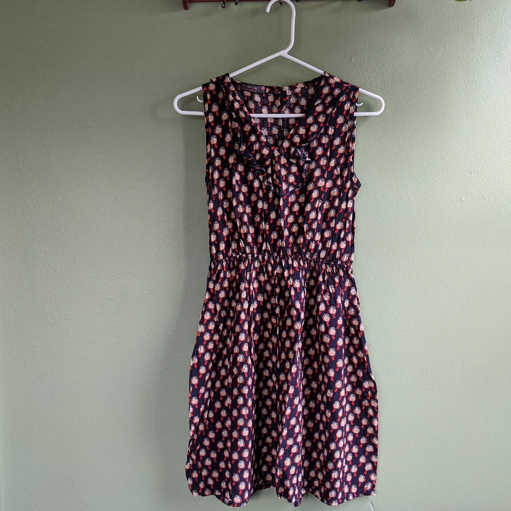 Bird print sleeveless dress